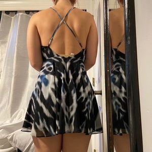 BEBE backless plunge neck dress